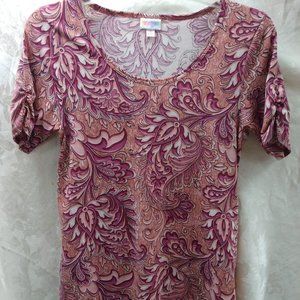 size SMALL LulaRoe pink/red large print paisley print top